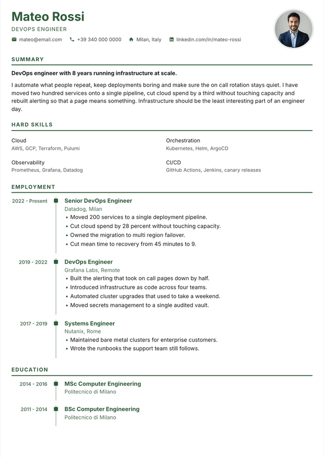 Chrono resume template